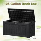 Devoko 125 Gallon Outdoor Storage Box, Waterproof Resin Deck Box for Patio Furniture, Lockable Container for Garden Cushions & Pool Supplies (Black, 125 Gallon) - Image 7