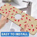 Christmas Cardinal Birds Kitchen Sink Splash Guard Mat Absorbent Fast Drying - Image 6