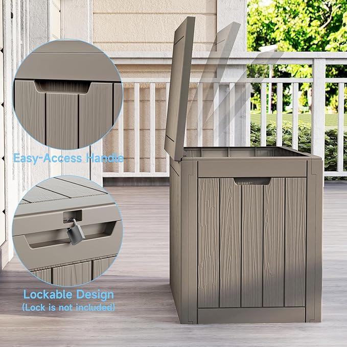 EasyUp 33Gal Outdoor Deck Box, Lager Patio Storage Box Indoor and Outdoor Use,Resin Storage Bin for Patio Furniture Cushions Garden Tools, Package Delivery (Gray) - Image 4