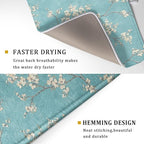 Teal Turquoise Dish Drying Mat for Kitchen Counter Spring Floral Drying Mat 18 - Image 3