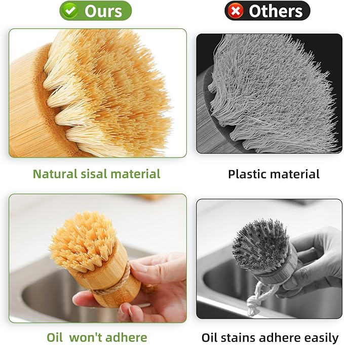 SUBEKYU Bamboo Dish Brush Set - Image 3