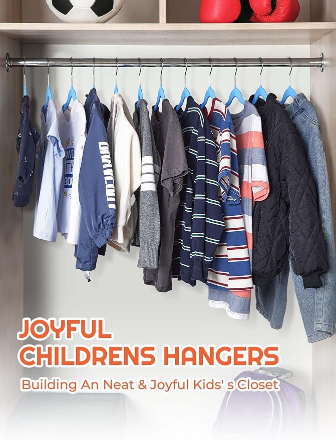 HOUSE DAY 14 Inch Kids Velvet Hangers 50 Pack, Durable Big Kids Hanger - Image 9