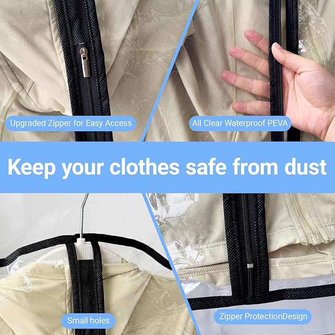 Garment Bags for Hanging Clothes 24'' x 40'' Coat Covers for Closet Foldable - Image 5