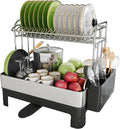 Extra Large Two Tier Stainless Steel Dish Drainer Drying Rack by Boosiny