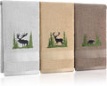 3 Pcs Farmhouse Cabin Bear Hand Towels Forest Moose Deer Embroidered Rustic by FuWeave