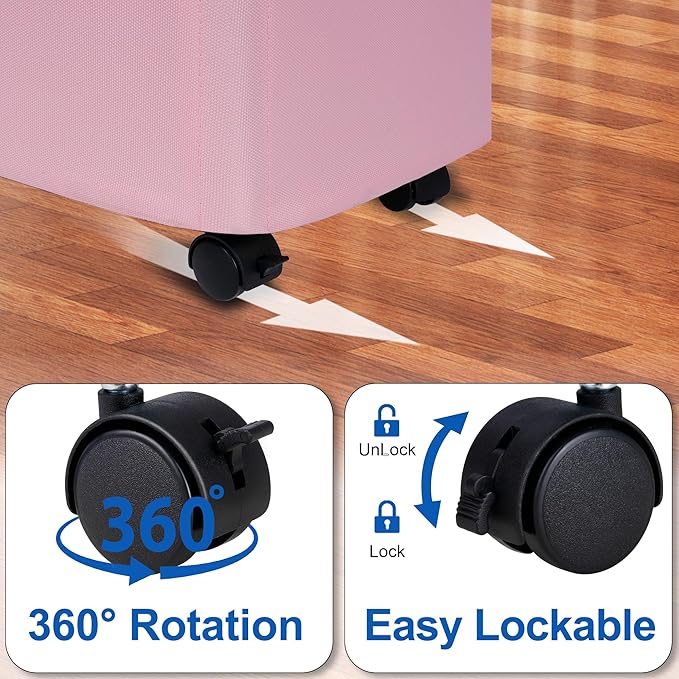 Slim Laundry Hamper with Lid and Wheels, Small Rolling Laundry Basket with - Image 4