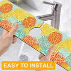 2 Pack Abstract Flowers Sink Splash Guard Faucet Mat Vintage Floral Super - Image 4