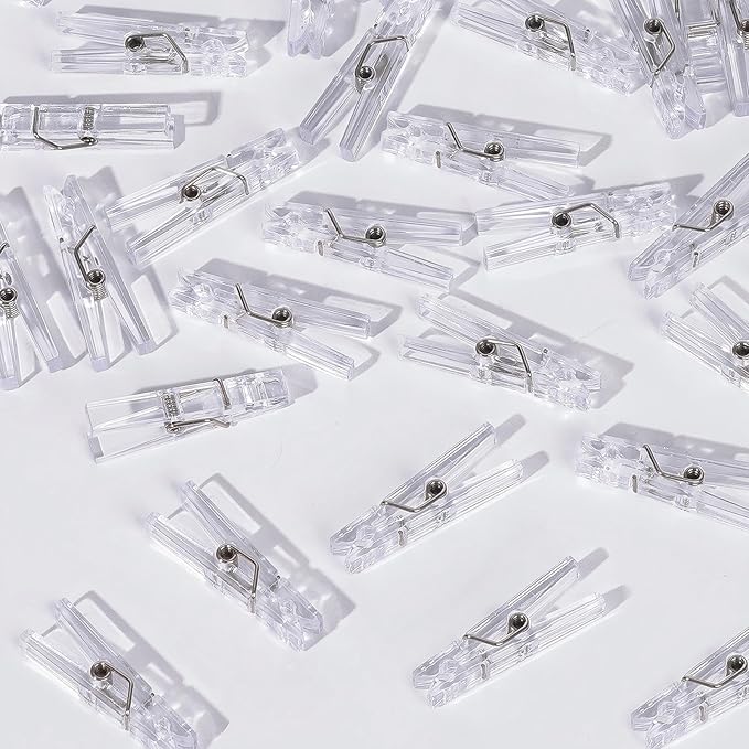 60PCS Clear Clothes Pins for Baby Shower Games Boy Girl, Transparent Acrylic by JUXINDAZYF