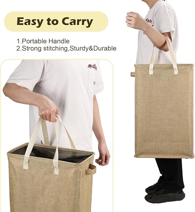 Odonata Slim Laundry Hamper Handles Collapsible Laundry Basket Thin Dirty - Image 5