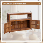 Flamaker Outdoor Storage Cabinet Weatherproof Acacia Wood Outdoor Cabinet with 2 Magnetic Doors Used for Outdoor Storage, Buffet Cabinet, TV Stand, Bar Table, Potting Table (Brown) - Image 3