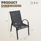 Flamaker Patio Chairs Stackable Dining Chairs Set of 4 Metal and Teslin Outdoor Chairs for Lawn Deck Porch Balcony (Black) - Image 3