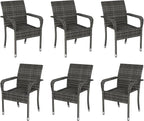 Yaheetech Set of 6 Stackable Outdoor Rattan Dining Chairs, All-Weather Armchair w/Armrests, Steel Frame for Garden, Patio, Deck, Yard, Poolside Gray by Yaheetech