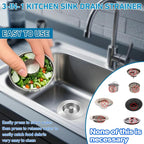 3-in-1 Kitchen Sink Drain Strainer & Stopper, Stainless Steel Food Catcher Plug - Image 3