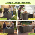 Devoko 100 Gallon Outdoor Storage Box, Waterproof Resin Deck Box for Patio Furniture, Lockable Container for Garden Cushions & Pool Supplies (Brown, 100 Gallon) - Image 4