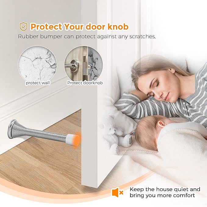 Ravinte Door Stoppers, 18 Pack Satin Nickel Spring Door Stops - Image 6