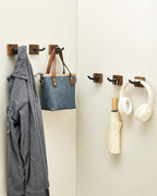 3 Pack Matte Black Wall Coat Hook Rack, Modern Coat Hooks Black Walnut Wood - Image 2