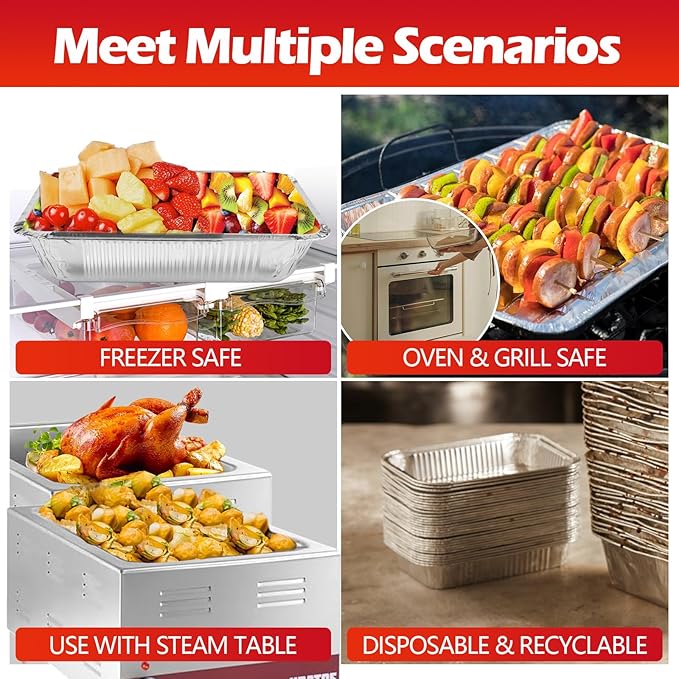 Aluminum Pans Foil Pans, 30 Pack 9x13 Disposable Aluminum Trays Half Size Heavy - Image 6