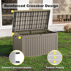 ROJIK Outdoor Storage Housing Deck Box - Waterproof Patio Furniture, Garden Tools, Cushions, Pool Accessories Storage Bench with Lockable Lid and Side Handles (Grey 238 Gal) - Image 4