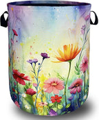 Watercolor Flowers Laundry Basket Wildflower Foldable Funny Laundry Hamper by SELIONLIKN
