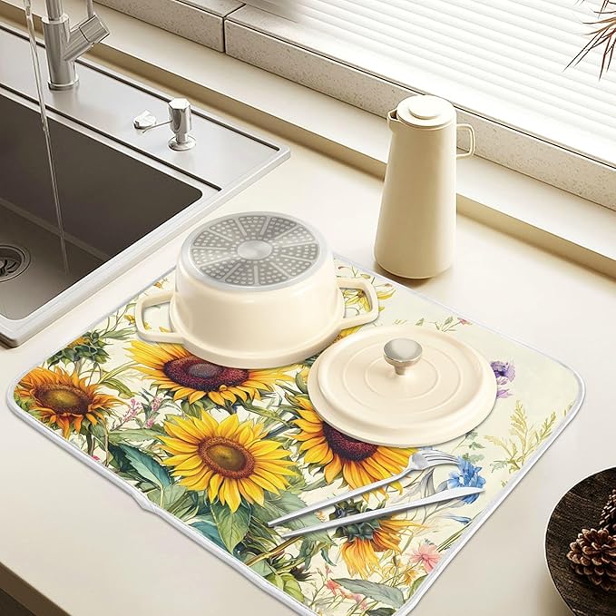 Blooming Sunflowers Dish Drying Mat - Image 5