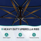 AreShark 9 FT Patio Umbrella for Outdoor, Outdoor Umbrella with Push Button Tilt and Crank, Outdoor Patio Umbrellas with 8 Sturdy Ribs for Market, Garden, Deck, Backyard, Pool (Navy) - Image 3