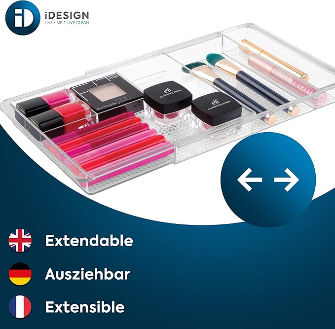 iDesign Expandable Vanity Drawer Organizer, The Clarity Collection – 11.25” to - Image 2