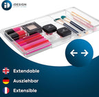 iDesign Expandable Vanity Drawer Organizer, The Clarity Collection – 11.25” to - Image 2