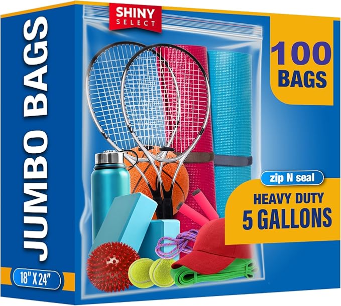 5 Gallon X-Large Storage Bags, Resealable Zip & Lock Top by SHINY+SELECT