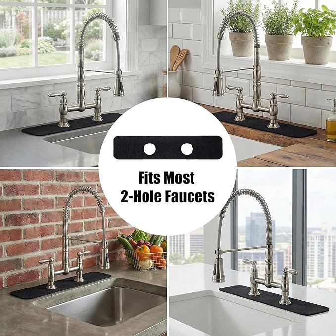 Faucet Mat for Kitchen Sink 2 Holes: 23.5’’Lx4.5’’W Splash Guard Fits 8 Inch - Image 3