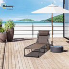Outsunny Chaise Lounge Chair Outdoor, 5-Position Adjustable Sun Tanning Chair with Carrying Handle and Side Pocket, Folding Bed Cot with Removable Pillow for Garden, Beach, Patio, Pool, Camp, Brown - Image 2