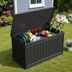 Devoko 160 Gallon Double-Wall Deck Box with Divider, Side Handles, HDPE Outdoor Large Storage Box Waterproof and Lockable for Patio Furniture, Garden, Pool (Black, 160 Gallon) - Image 5