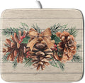 Winter Pine Cone Dish Drying Mat Holly Berries Dish Draining Mat Microfiber by Giwawa