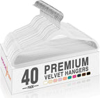 HOUSE DAY White Velvet Hangers 40 Pack, Non Slip Clothes Felt Hanger Heavy Duty by HOUSEDAY