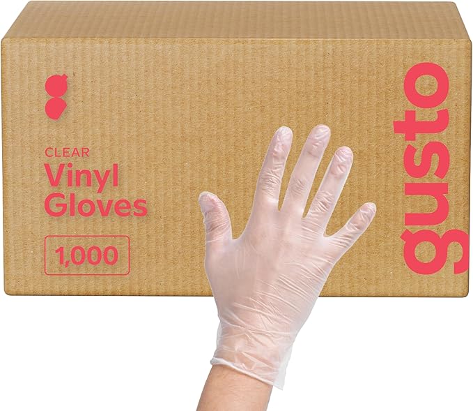 GUSTO Disposable Vinyl Gloves – Clear, Latex-Free, Powder-Free, BPA-Free – Safe by GUSTO