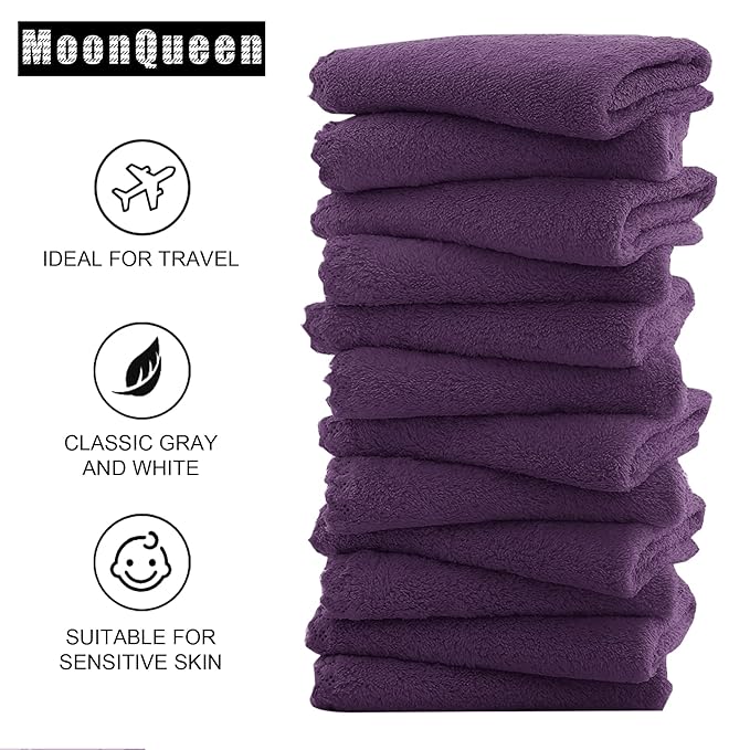 MOONQUEEN Microfiber Facial Cloths Fast Drying Washcloth 12 Pack - Image 4