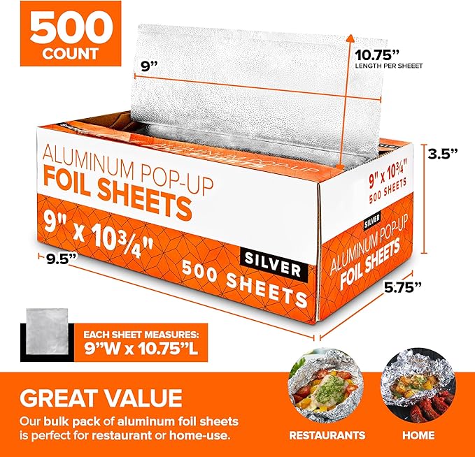 500 Count Pre-Cut Deli Aluminum Wraps – 9” Pop-Up - Image 2