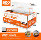 500 Count Pre-Cut Deli Aluminum Wraps – 9” Pop-Up - Image 2