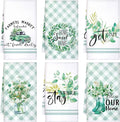 Set of 6 Eucalyptus Kitchen Towels Green Leaves Dishtowels Absorbent Spring by Boyiee