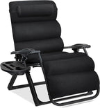 Best Choice Products Oversized Zero Gravity Chair, Folding Outdoor Patio Recliner, XL Anti Gravity Lounger w/Removable Cushion, Cup Holder, Side Tray, 350lb Capacity - Onyx Black by BestChoiceProducts