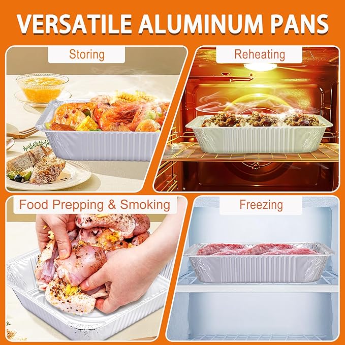 40 Pack Aluminum Foil Pans 9x13 Disposable – Half Size Tin oil Heavy Duty Deep - Image 3