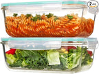 Vtopmart 2Pack 1860ml/63oz Large Glass Containers Food Storage by Vtopmart