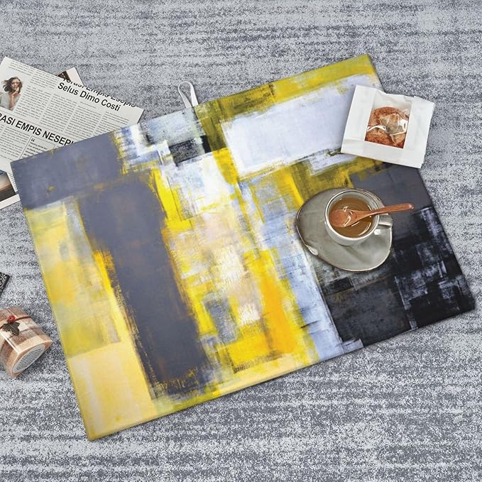 Modern Art Yellow Gray Dish Drying Mat 18x24 - Image 8