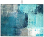 Teal Grey Abstract Art Dish Drying Mat, Drying Rack Pad Countertop Dishes Ultra by UIUPRO