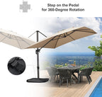 PURPLE LEAF 9'×11.5' Cantilever Patio Umbrella with Base Rectangle Offset Outdoor Umbrella Cover with Zipper for Garden Deck Pool Beige - Image 6