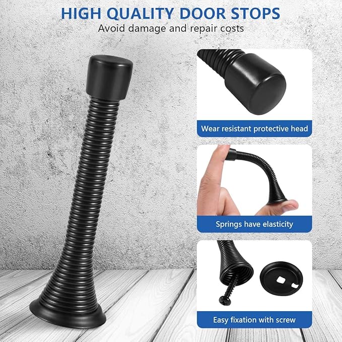 12 Pack Spring Door Stops 3 1/4 Inch Flexible Heavy Duty Spring Door Stopper - Image 3
