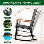Shintenchi Outdoor Rocking Chairs Set of 2,Upgraded High Back Patio Rocking Chair Set,Breathable Textilene Fabric Outdoor Rocking Chair for Porch,Patio,Garden,Balcony,Black - Image 5
