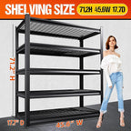 71" H Garage Shelving Heavy Duty Storage Shelves, Adjustable Metal Shelving Unit, Utility Garage Organizer Shelf for Basement, Pantry, Kitchen, Warehouse, Supermarket, 45.6" Wx17.7 Dx71.2 H - Image 3