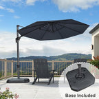 PURPLE LEAF 10 Feet Patio Umbrella with Base Outdoor Cantilever Round Umbrella Aluminum Offset Umbrella with 360-degree Rotation for Garden Deck Pool Patio, Grey - Image 2