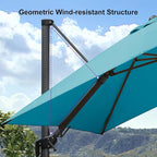 PURPLE LEAF 8.8' X 8.8' Right-left Tilt Patio Umbrella with Base Outdoor Cantilever Swivel Square Umbrella with Tilt Aluminum Offset Umbrella with 360-degree Rotation for Garden Deck Pool Patio Turquoise Blue - Image 9