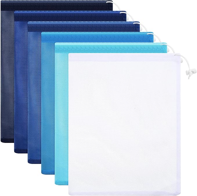 Frienda 6 Pieces Mesh Stuff Sack, 11 x 15 Inch Durable Nylon Drawstring Laundry by Frienda